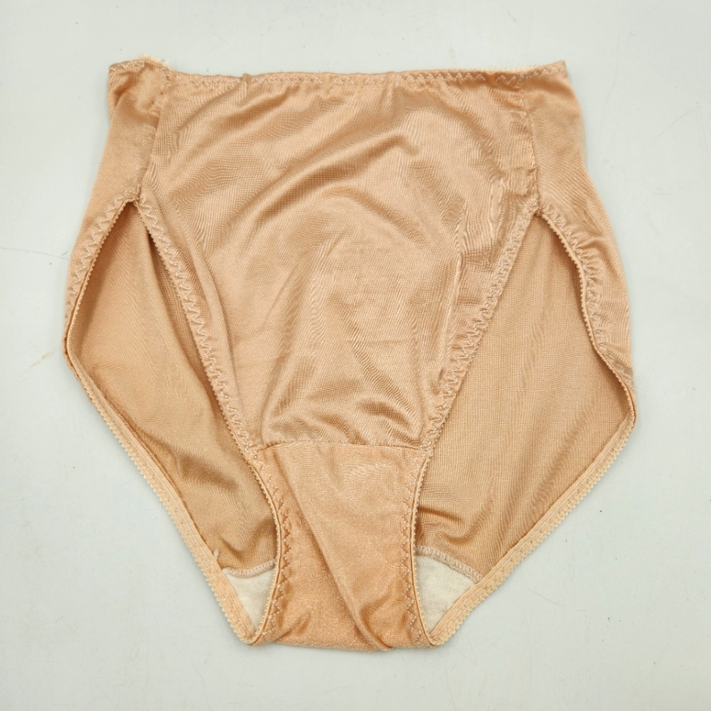 Vintage Blossoms Nylon Tan Panty High Waist Leg Full Bottom Womens 5-7 USA